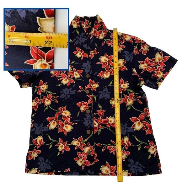 Island Traders Hawaiian Shirt Blouse Multicolor Rayon Floral Short Sleeve Size S - Picture 3 of 9